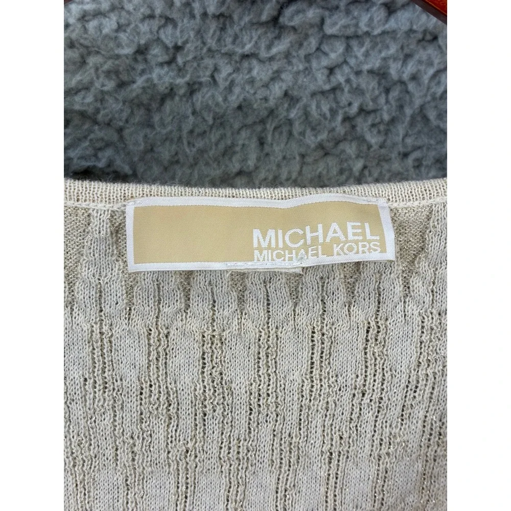 Michael Kors Metallic Ripple Knit Tank Top Womens M Gold Shimmer Blouse Shell